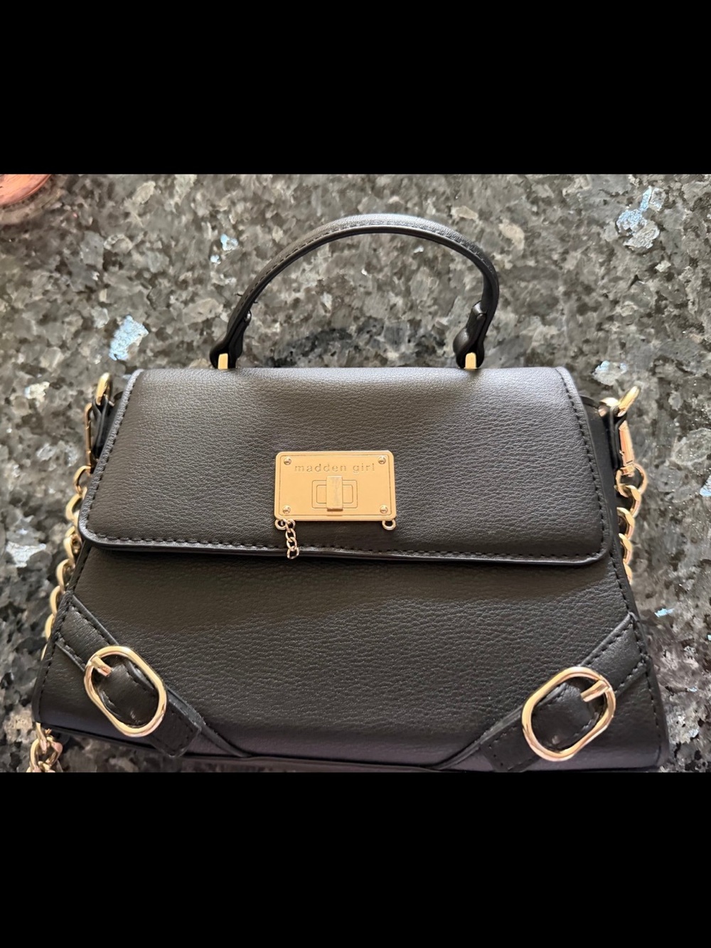 Madden Girl Black Crossbody with Gold Hardware